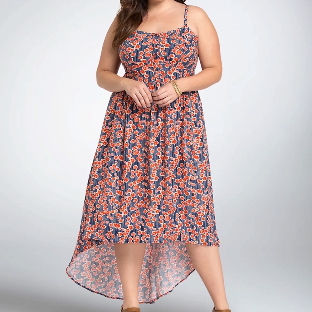 Torrid Floral Print Hi-Low Maxi Dress Size 1X